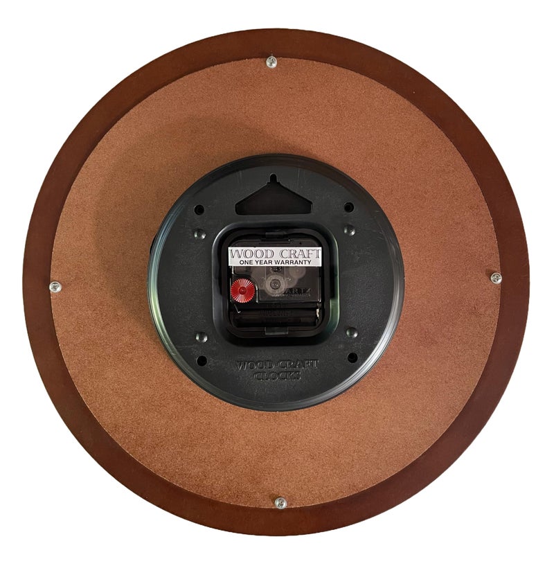Wood Craft WS-1128: Wooden, Modern Wall Clock - 30.5 cm x 30.5 cm x 4 cm, Round, Dark Brown Frame-Ivory Dial - Image 2