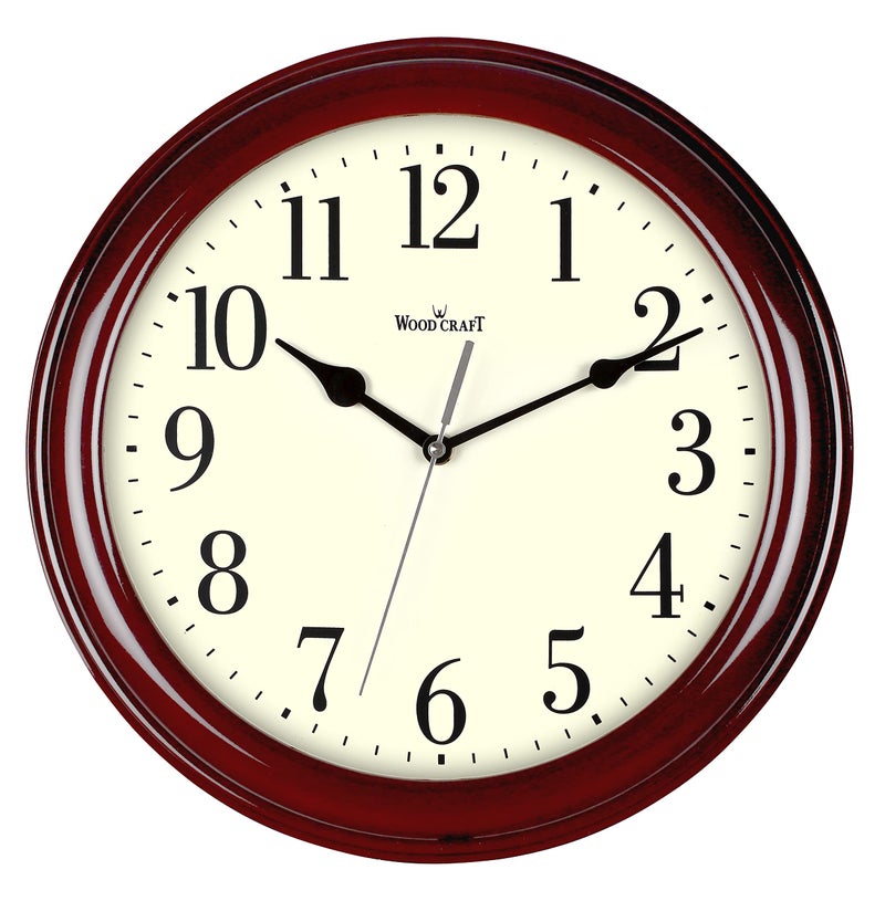 Wood Craft WS-1128: Wooden, Modern Wall Clock - 30.5 cm x 30.5 cm x 4 cm, Round, Dark Brown Frame-Ivory Dial - Image 1