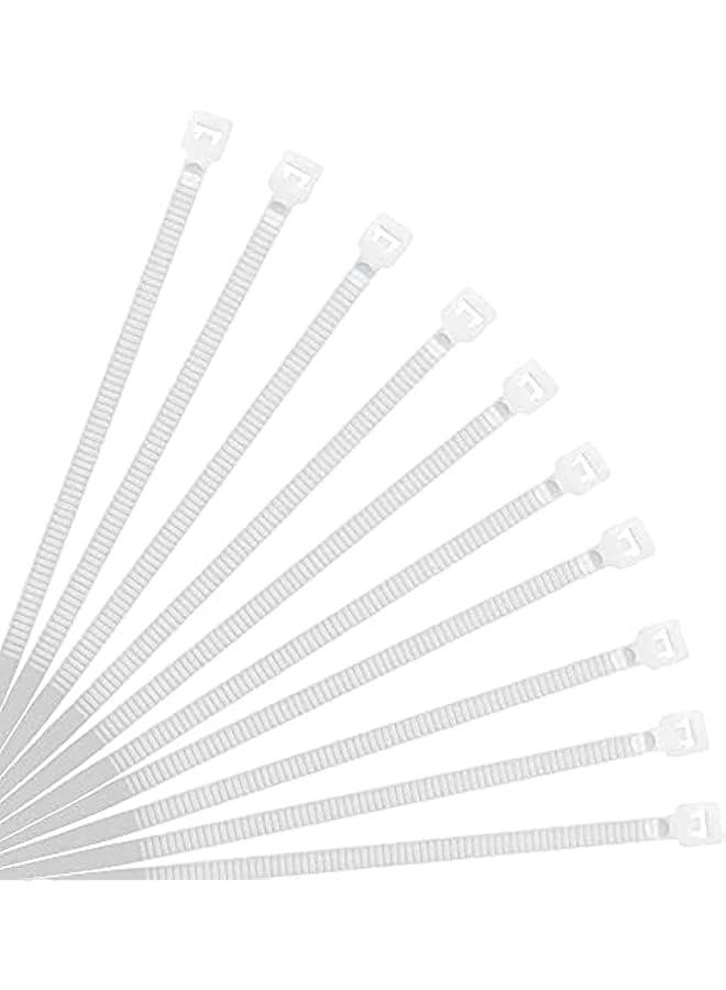 PROMASS White Cable Ties,(250mm x 3.6mm), [Pack of 100], 8" Tensile Strength 18Kg(40lbs) Nylon Zip Ties, Multi-Purpose Plastic Tie Wraps, Secure Self-Locking Mechanism, for Home, Garden, Office and DIY - Image 1