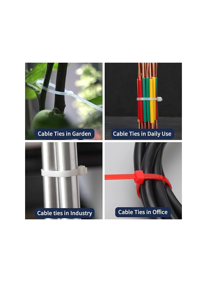 PROMASS White Cable Ties,(250mm x 3.6mm), [Pack of 100], 8" Tensile Strength 18Kg(40lbs) Nylon Zip Ties, Multi-Purpose Plastic Tie Wraps, Secure Self-Locking Mechanism, for Home, Garden, Office and DIY - Image 4