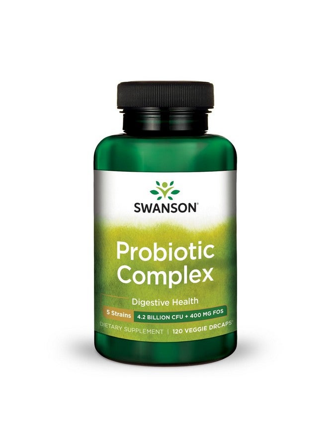 Swanson Probiotic Complex 4.2 Billion CFU 5-Strain Digestive Health Fat Metabolism Satiety Prebiotic FOS Complex Supplement 120 Veggie DRcaps - Image 1