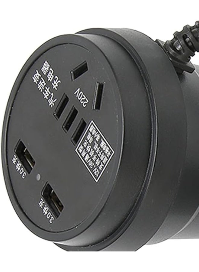 150W Black ABS Car Power Inverter, DC 12-24V to AC 110V-220V, Car Power Converter with 2 USB Ports - Image 3