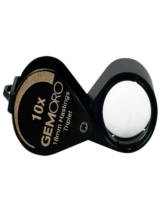 GemOro Jewelers Loupe Magnifier | Black Hastings Triplet 10x Jewelry Eye Loop Magnifying Glass Monocle for Watch Repair Diamonds Coins Plants Gems Stamps Rings Earrings | Pocket Microscope (18mm) - Image 1