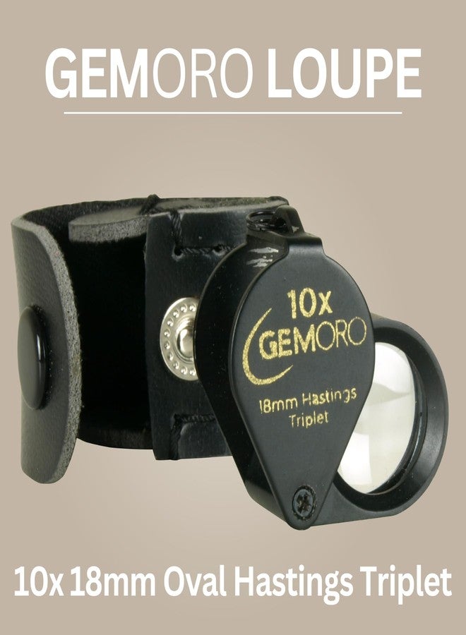 GemOro Jewelers Loupe Magnifier | Black Hastings Triplet 10x Jewelry Eye Loop Magnifying Glass Monocle for Watch Repair Diamonds Coins Plants Gems Stamps Rings Earrings | Pocket Microscope (18mm) - Image 2