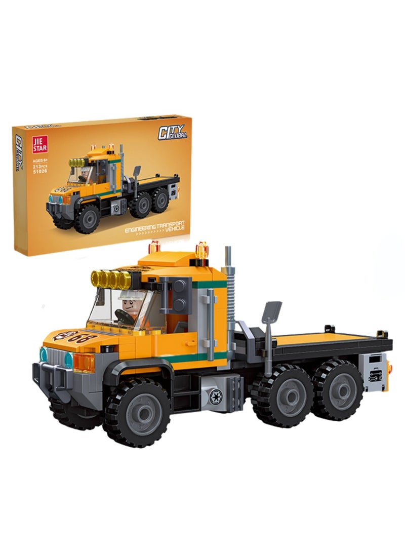 Children's Self-assembled Engineering Car Boy Small Building Block Toy Model(Engineering Transport Vehicle 213PCS)  - Image 1