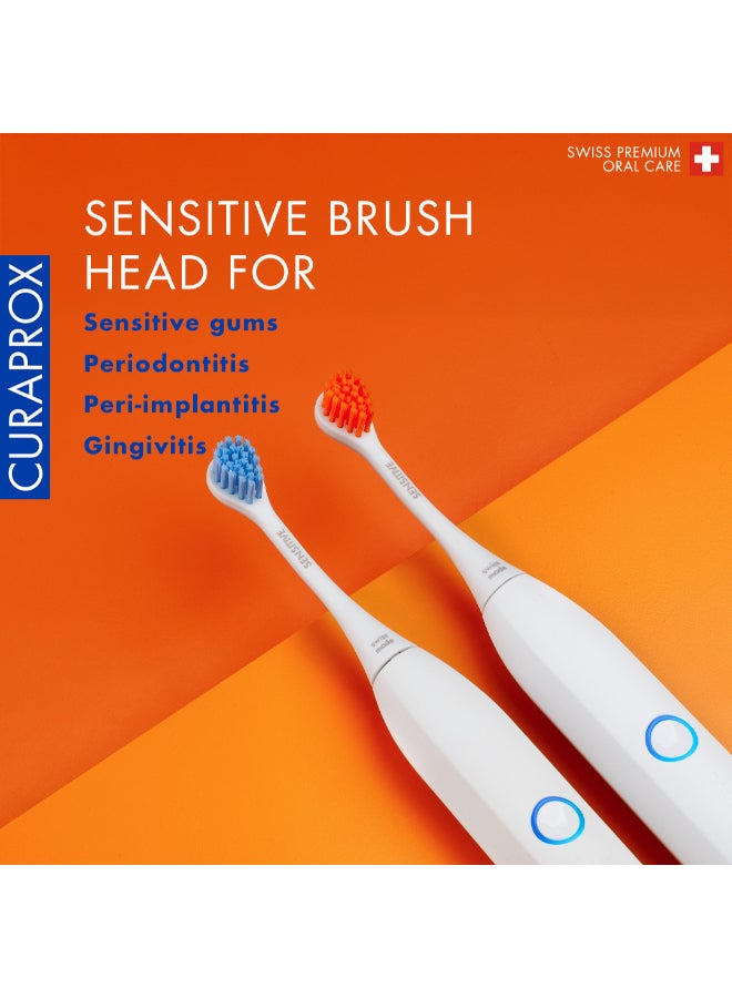 CURAPROX Hydrosonic Sensitive Brush Heads, Duo-Pack – New Ultra-Gentle Replacement Heads for Sonic Toothbrush, Blue/Orange - Image 2