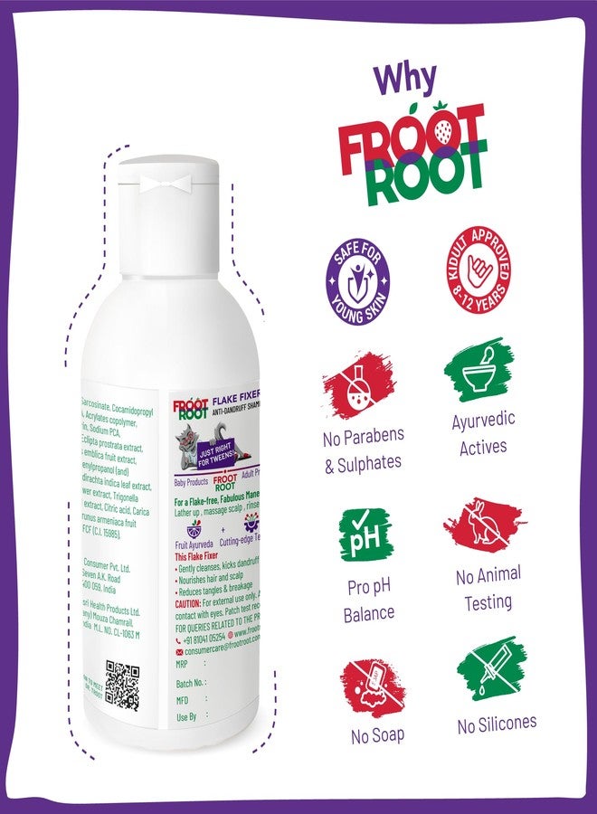 Froot Root Shampoo for Kids 5+ & Tweens |Anti-Dandruff |Natural Dandruff Fighters: Methi, Bhringaraj, Neem, Hibiscus, Papaya | Amla & Apricot Conditioners | Paraben & Sulfate Free | 100 ml for Strong, Shiny Hair - Image 2