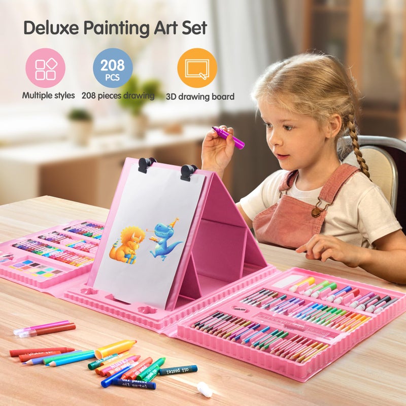 TOMMYHOME Drawing Kit 208PCS Deluxe Colouring Art Set for Kids 6 12 Drawing and Painting Set with Watercolour Drawing Colouring Pencils for Children Kid Girls Boys - Image 2