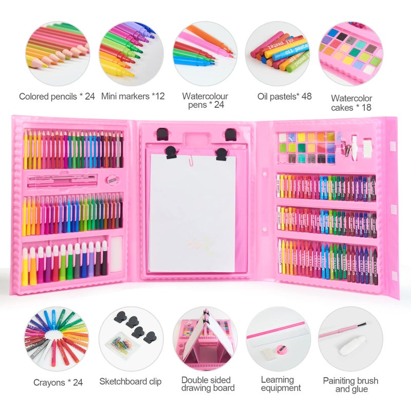 TOMMYHOME Drawing Kit 208PCS Deluxe Colouring Art Set for Kids 6 12 Drawing and Painting Set with Watercolour Drawing Colouring Pencils for Children Kid Girls Boys - Image 3