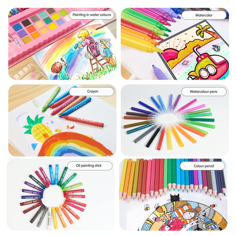 TOMMYHOME Drawing Kit 208PCS Deluxe Colouring Art Set for Kids 6 12 Drawing and Painting Set with Watercolour Drawing Colouring Pencils for Children Kid Girls Boys - Image 5