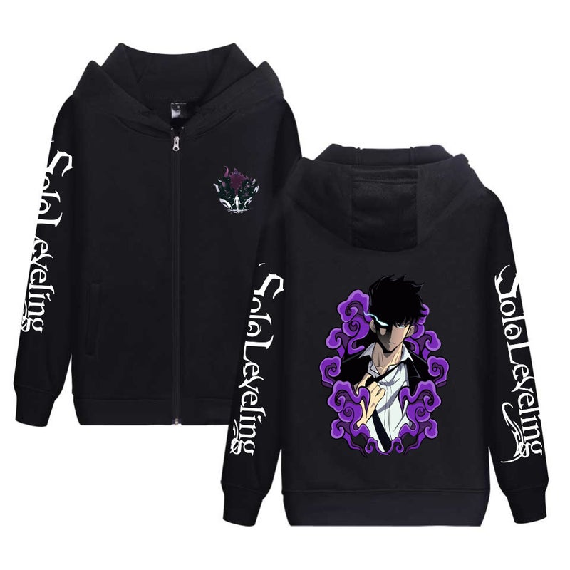 Japanese Anime I'M The Only One Leveling Solo Leveling Printed Sweatshirt Hoodie Top Zipper Jacket - Image 5