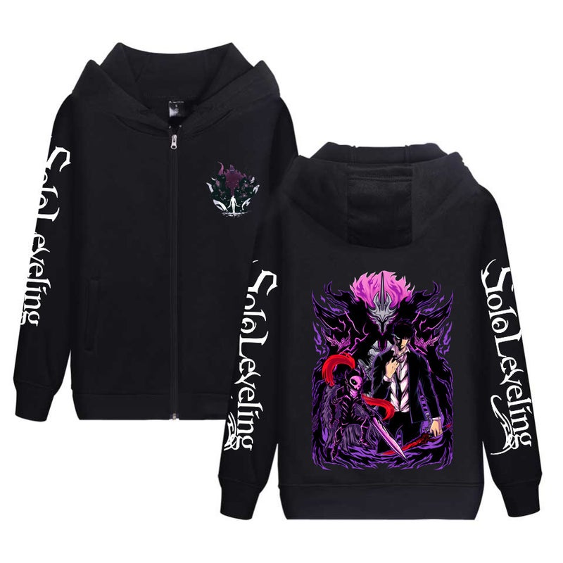 Japanese Anime I'M The Only One Leveling Solo Leveling Printed Sweatshirt Hoodie Top Zipper Jacket - Image 3