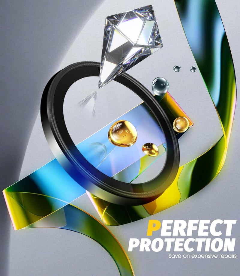 Orzero (3 Pack) Camera Lens Protector Compatible for iPhone 16e, Protector de Cámera Individual 3D Alloy Metal Ring Glass Cover CD Pattern Case Friendly Original Color - Black - Image 5