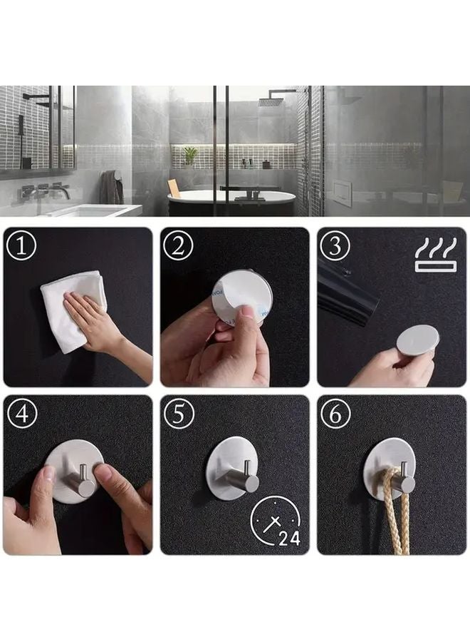 Heavy Duty Stainless Steel Wall Hooks Self Adhesive No Drill Hanging For Bathrobe Towel - Image 5