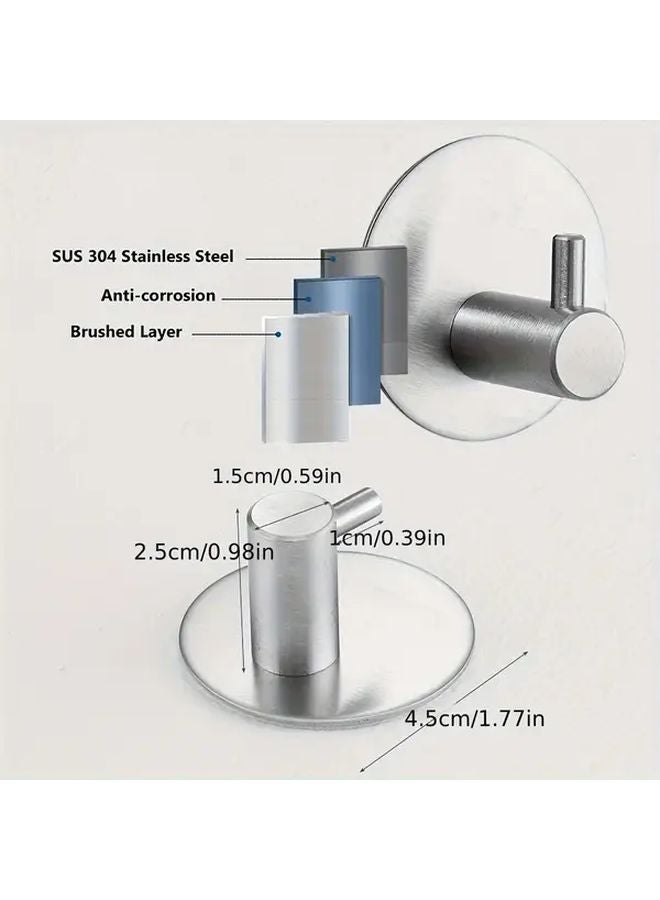 Heavy Duty Stainless Steel Wall Hooks Self Adhesive No Drill Hanging For Bathrobe Towel - Image 1