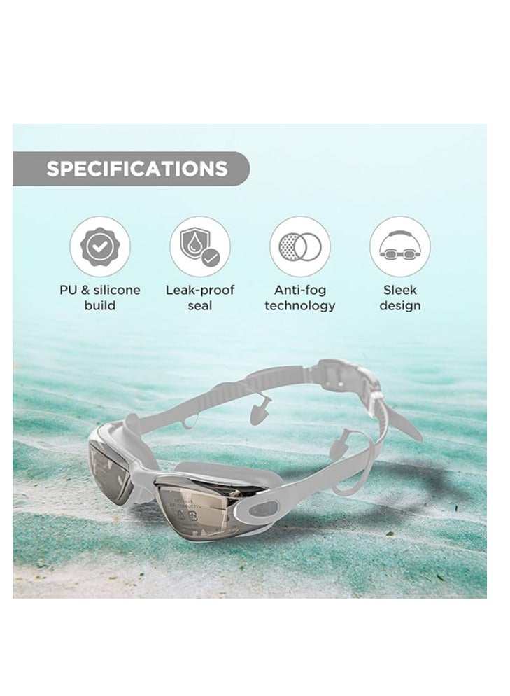 ENDLESS  EL1005 Stylish Swimming Goggle with Anti-Fog and UV Protection | Material : Silicon, PU | Attached Ear Buds and Adjustable Strap | Soft Silicone Gasket for Leak Proof | With Hard Case - Image 2