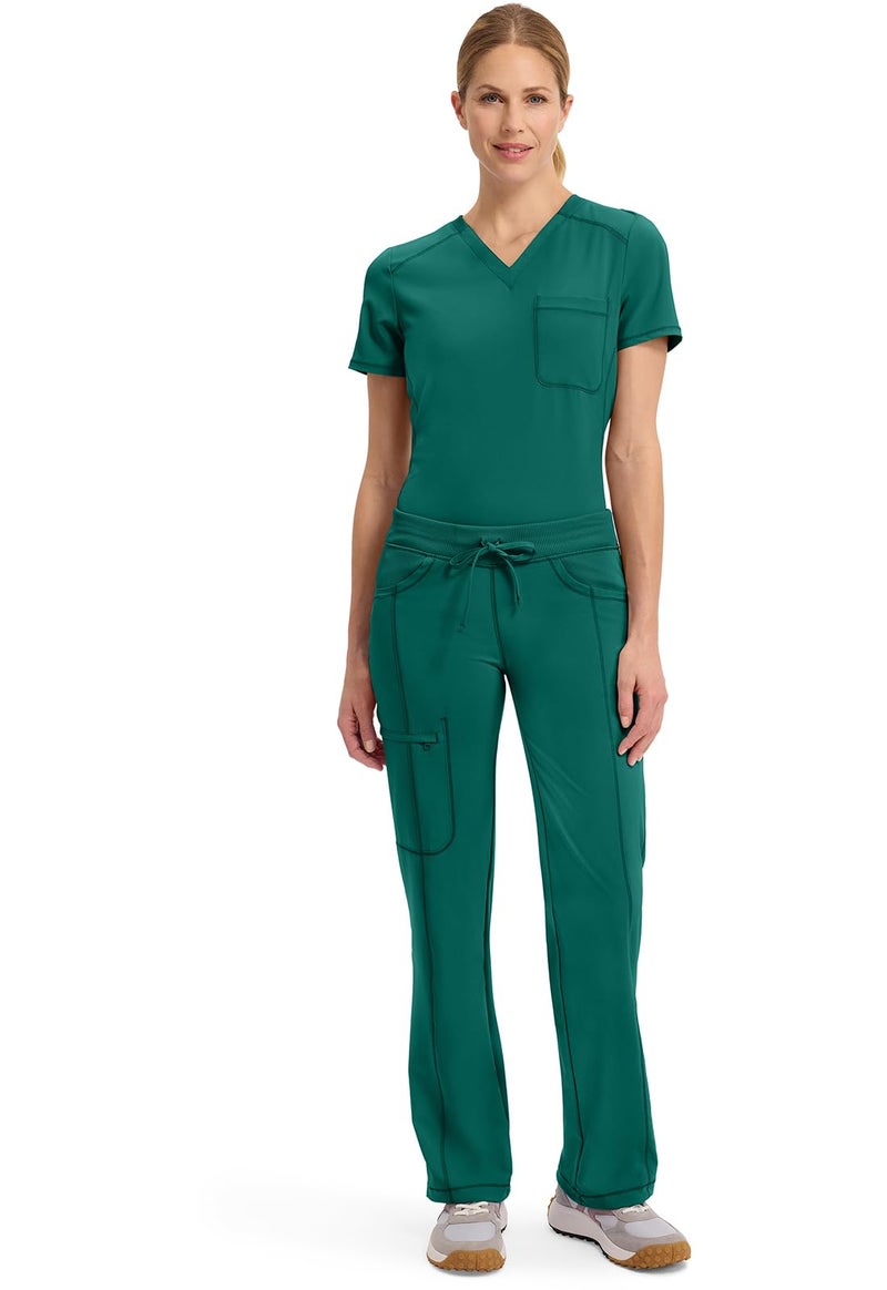 Cherokee Infinity Straight Leg Drawstring Women Scrub Pants 360 Stretch with 4 Pockets 1123A, S, Hunter Green - Image 3