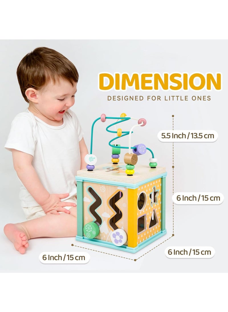 Wooden Activity Cube Montessori Toys for 1 2 3 Year Old Baby Toys 12 Months Toddlers 1-3 Birthday Gift Boys Girls Sensory Interactive Learning Toys  - Image 5