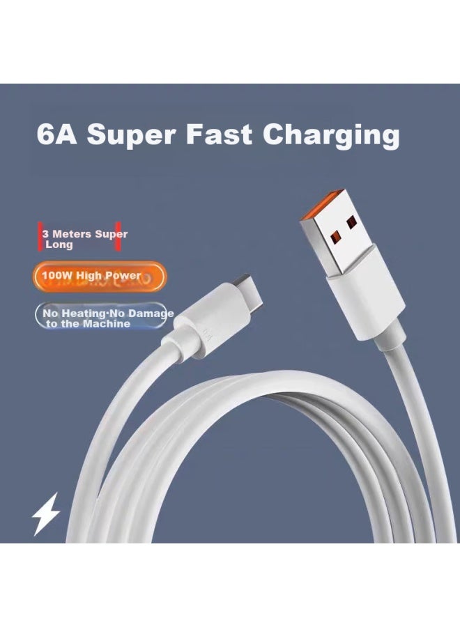 Yingqian 100w 6a Fast Charging Data Cable 3m For Huawei Nova 13/13 Pro/12/12 Pro/12 Ultra/12 Vitality Edition/11 Se/flip
