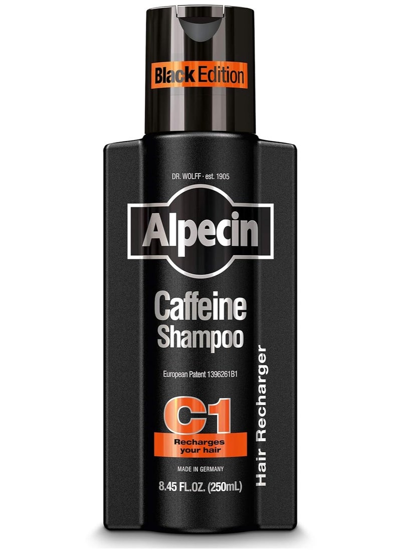 Alpecin Alpecin Caffeine Shampoo C1 Black Edition, Men's Natural Hair Growth Shampoo for Thinning Hair with Niacin, Menthol, and Castor Oil, 8.45 fl. oz.  - Image 1