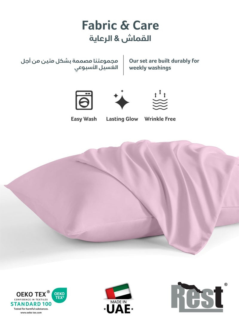 REST Microfiber Pillow Cases 2 Piece Set 50x75cm, 20x30 Inches Pink Pillow Cover Soft Brushed Supersoft Fabric Pillow Cases Standard Size - Image 4