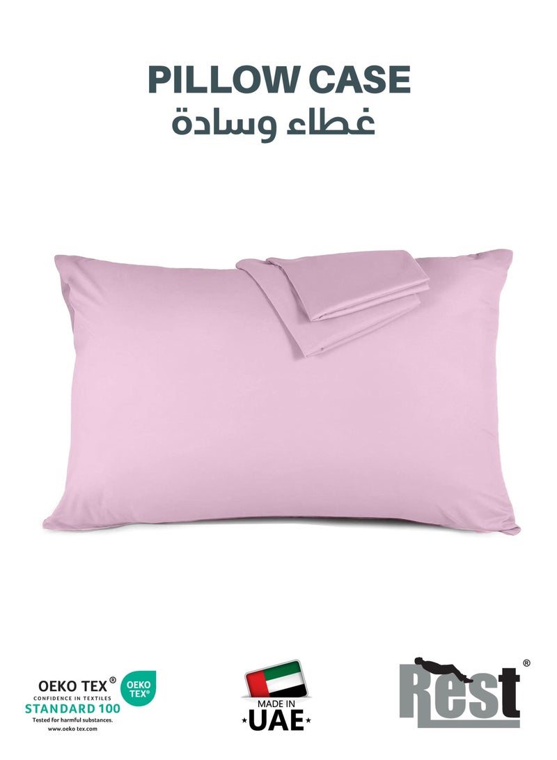 REST Microfiber Pillow Cases 2 Piece Set 50x75cm, 20x30 Inches Pink Pillow Cover Soft Brushed Supersoft Fabric Pillow Cases Standard Size - Image 1
