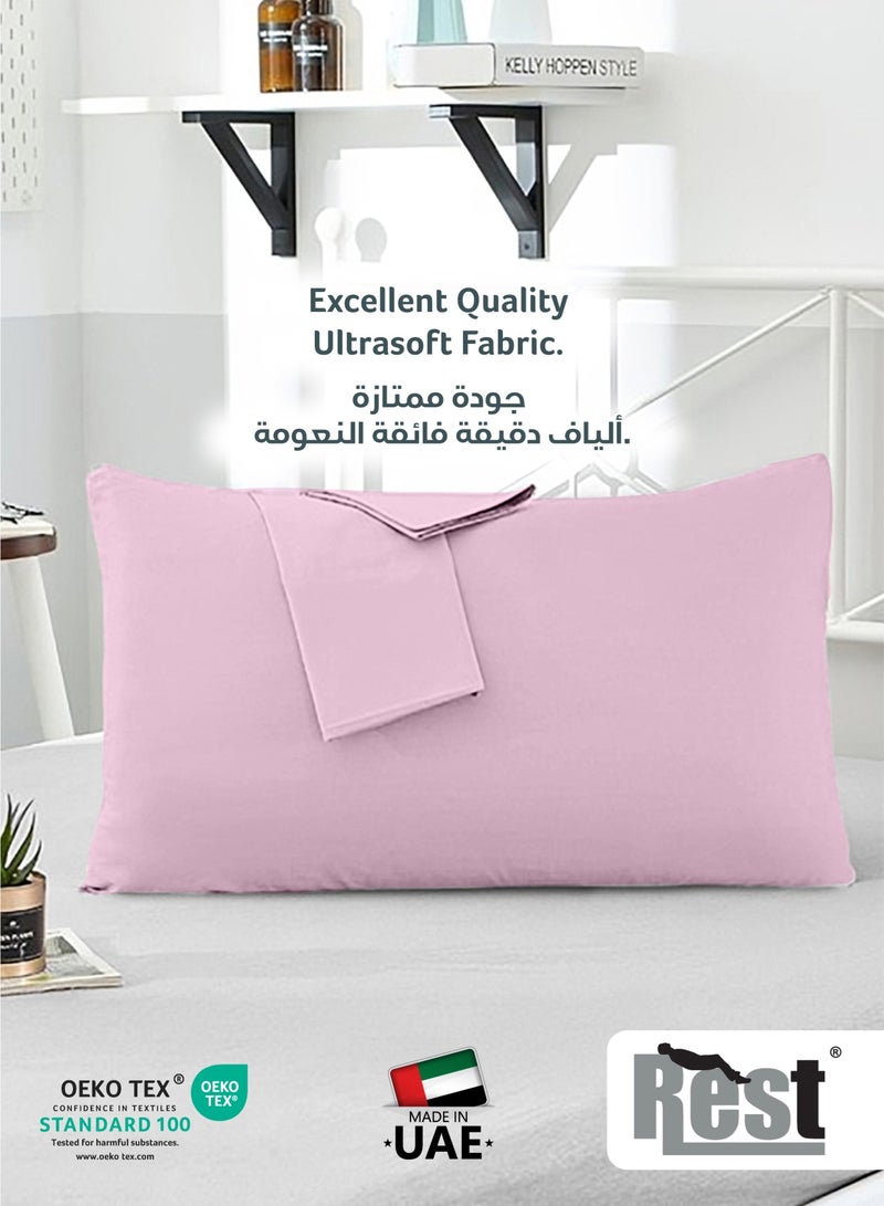 REST Microfiber Pillow Cases 2 Piece Set 50x75cm, 20x30 Inches Pink Pillow Cover Soft Brushed Supersoft Fabric Pillow Cases Standard Size - Image 2