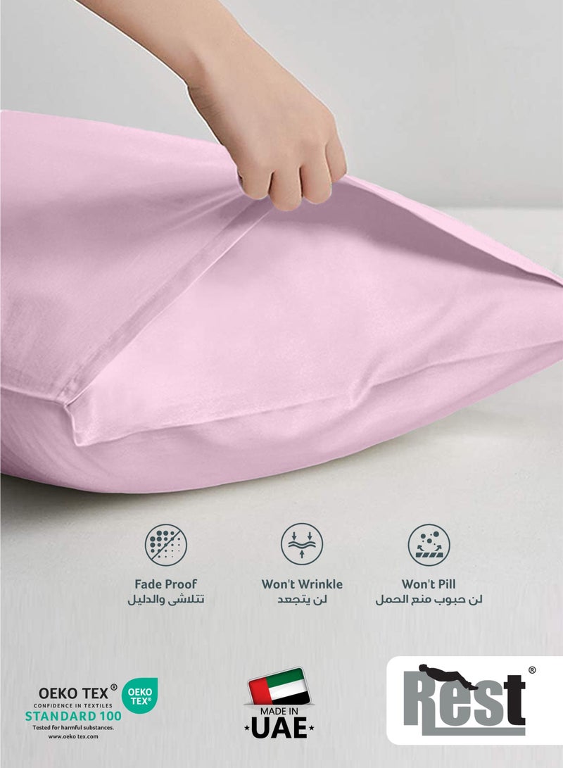 REST Microfiber Pillow Cases 2 Piece Set 50x75cm, 20x30 Inches Pink Pillow Cover Soft Brushed Supersoft Fabric Pillow Cases Standard Size - Image 3