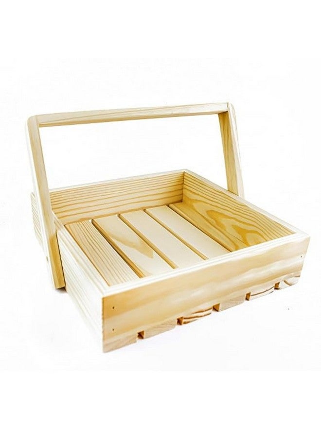 Timberz سلة هدايا خشبية من تيمبرز مع مقبض | سلة خشبية لحزمة الهدايا، سلة تعبئة خشبية مصنوعة يدويًا | سلة هدايا للزفاف، أعياد الميلاد والمناسبات الخاصة (سلة مربعة) (كبيرة جدًا) - Image 1