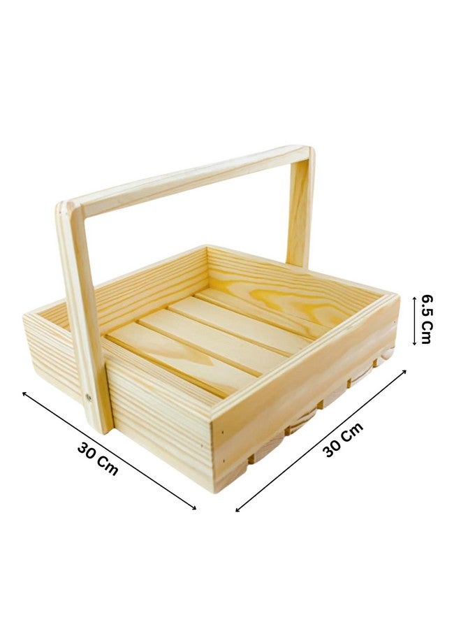 Timberz سلة هدايا خشبية من تيمبرز مع مقبض | سلة خشبية لحزمة الهدايا، سلة تعبئة خشبية مصنوعة يدويًا | سلة هدايا للزفاف، أعياد الميلاد والمناسبات الخاصة (سلة مربعة) (كبيرة جدًا) - Image 4