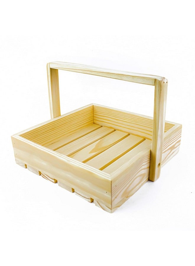 Timberz سلة هدايا خشبية من تيمبرز مع مقبض | سلة خشبية لحزمة الهدايا، سلة تعبئة خشبية مصنوعة يدويًا | سلة هدايا للزفاف، أعياد الميلاد والمناسبات الخاصة (سلة مربعة) (كبيرة جدًا) - Image 3