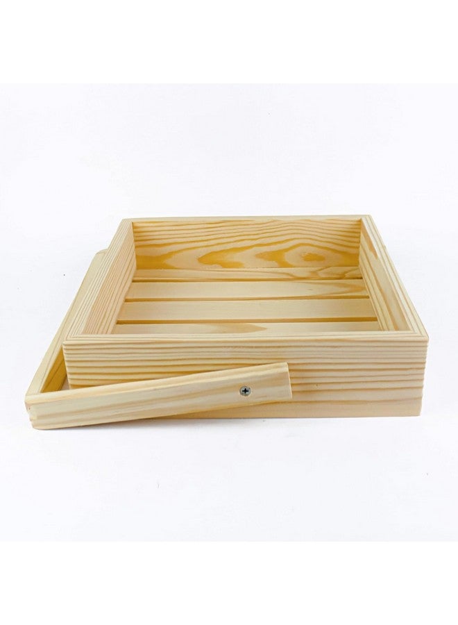 Timberz سلة هدايا خشبية من تيمبرز مع مقبض | سلة خشبية لحزمة الهدايا، سلة تعبئة خشبية مصنوعة يدويًا | سلة هدايا للزفاف، أعياد الميلاد والمناسبات الخاصة (سلة مربعة) (كبيرة جدًا) - Image 2