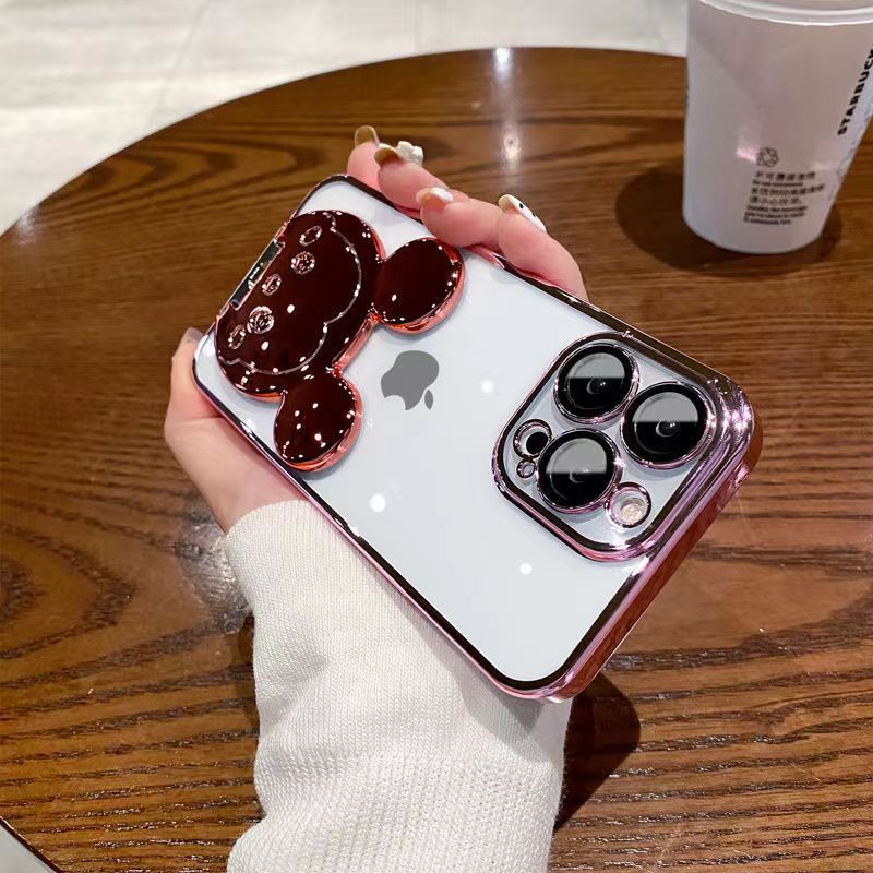 Iphone16 Cartoon Ring Bracket For Apple 15Promax Phone Case 13/14 Electroplated Protective Cover - Image 1
