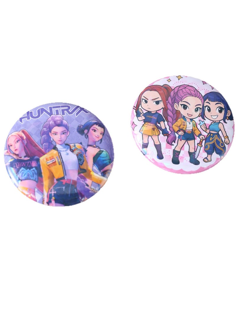 saykfoe 2 Pcs Kpop Demon Hunters Button Pins, Cute Anime Brooch Pins Set, Aesthetic Cartoon Badges for Backpacks, Bags, Jackets, Hats, Cosplay Accessories for Fans & Teens - Image 1