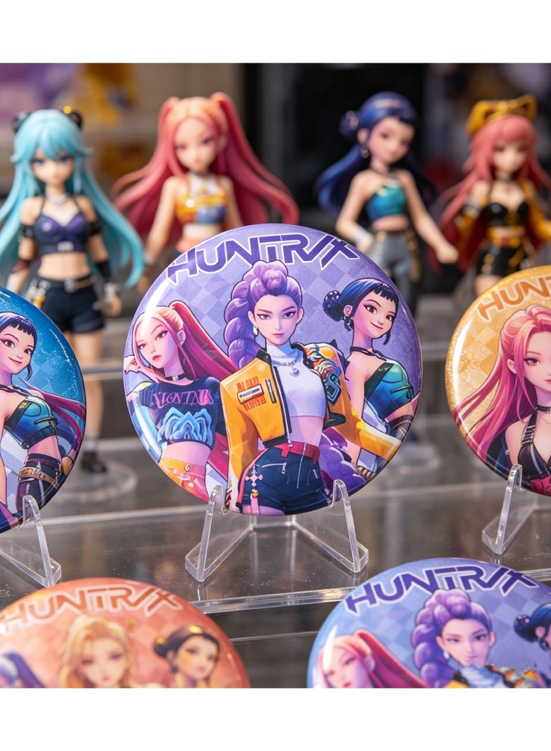 saykfoe 2 Pcs Kpop Demon Hunters Button Pins, Cute Anime Brooch Pins Set, Aesthetic Cartoon Badges for Backpacks, Bags, Jackets, Hats, Cosplay Accessories for Fans & Teens - Image 5