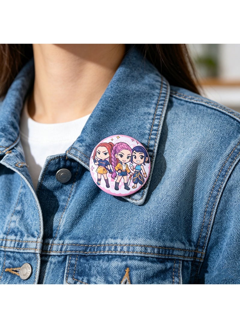 saykfoe 2 Pcs Kpop Demon Hunters Button Pins, Cute Anime Brooch Pins Set, Aesthetic Cartoon Badges for Backpacks, Bags, Jackets, Hats, Cosplay Accessories for Fans & Teens - Image 2