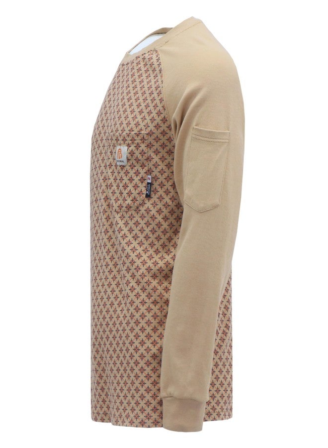 BOCOMAL FR Shirts Flame Resistant Shirts FR T Shirt NFPA2112/CAT2 7oz Printed Brown Men's Long Sleeve Fire Retardant Henley Shirts - Image 3