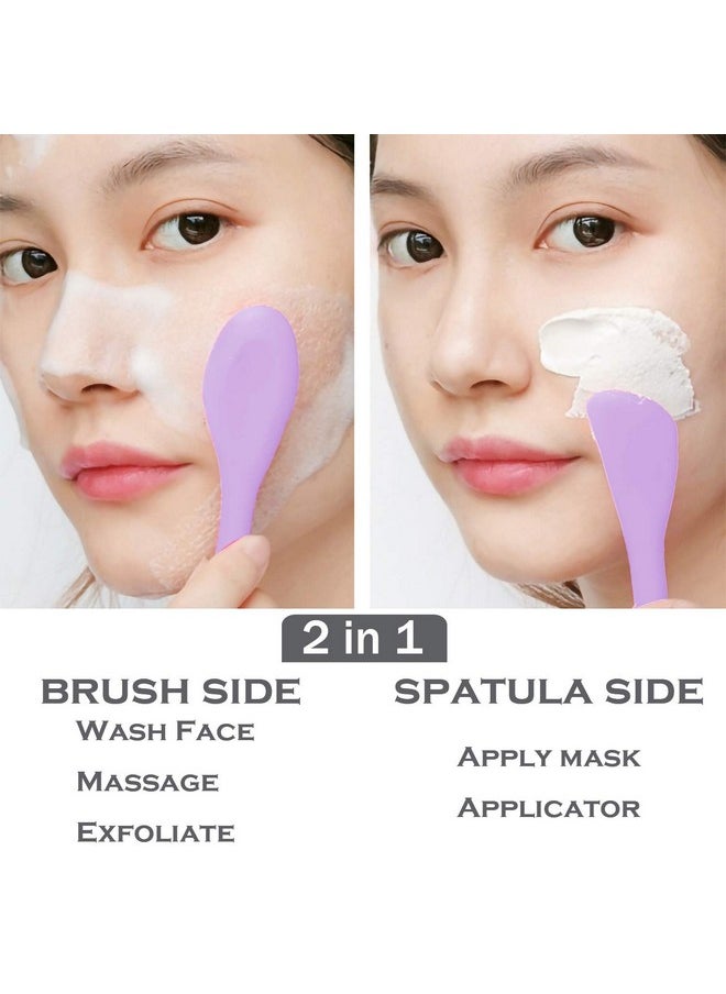 RamPula Silicone Facial Mask Applicator Face Masks Skincare Brush Facial Scrubber Doublehead Lotion Spatula Scoop For Makeupfoundationcreamlotionmoisturizergelpeelmud Masks (Purple+Gray)  - Image 2