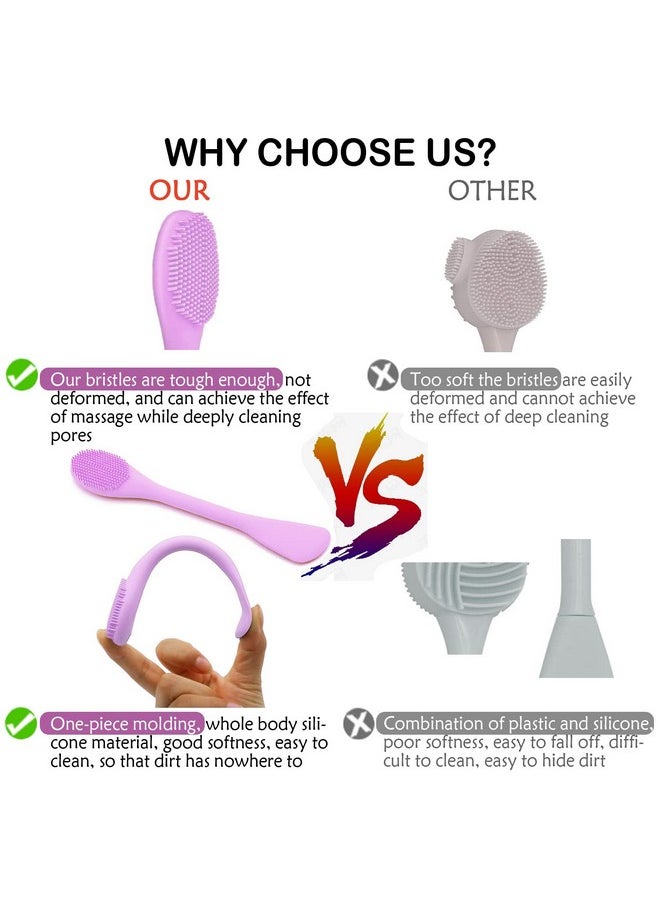 RamPula Silicone Facial Mask Applicator Face Masks Skincare Brush Facial Scrubber Doublehead Lotion Spatula Scoop For Makeupfoundationcreamlotionmoisturizergelpeelmud Masks (Purple+Gray)  - Image 3