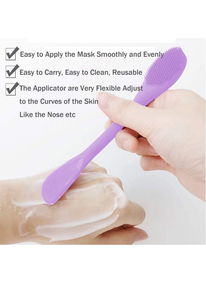 RamPula Silicone Facial Mask Applicator Face Masks Skincare Brush Facial Scrubber Doublehead Lotion Spatula Scoop For Makeupfoundationcreamlotionmoisturizergelpeelmud Masks (Purple+Gray)  - Image 4