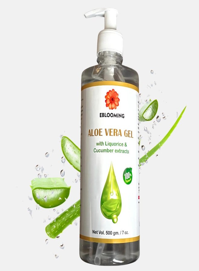 Eblooming Aloe Vera Gel - 500g | Enriched with Pure Aloe Vera, Liquorice, and Cucumber for Radiant Skin and Healthy Hair | Suitable for All Skin Types - Image 1