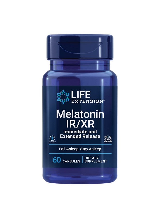 Life Extension Melatonin IR/XR, 1.5 mg, immediate- and Extended-Release Formula for Optimal Sleep Support, Healthy circadian Rhythms, Cellular Defense, Gluten-Free, Non-GMO, 60 Capsules - Image 1