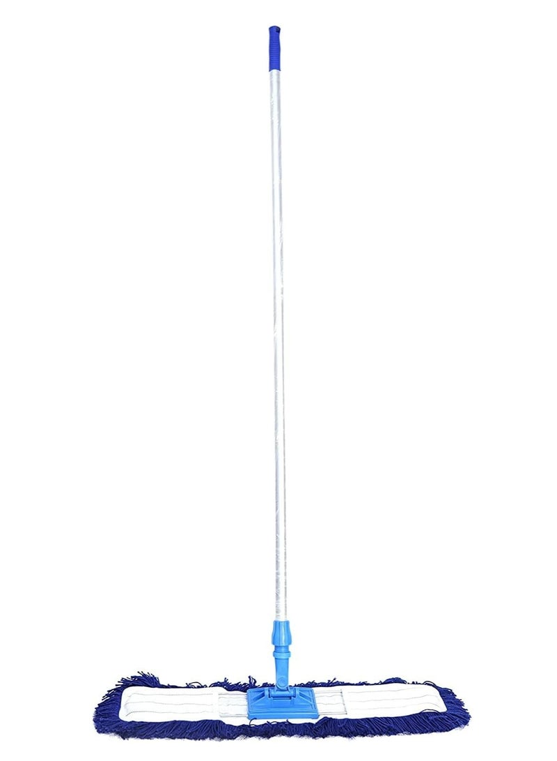 Dust Control Floor Cleaning Mop | Reusable Washable Cotton Flat Mop Head | Wet & Dry Functionality | Long Aluminum Handle | Swivel 360 Rotating Head | Suitable For All Hard Surfaces | 80 CM - Image 1