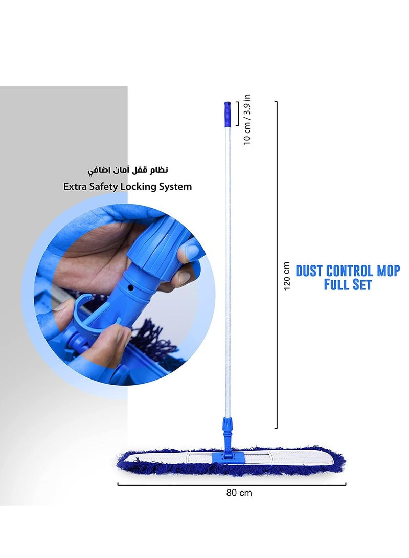 Dust Control Floor Cleaning Mop | Reusable Washable Cotton Flat Mop Head | Wet & Dry Functionality | Long Aluminum Handle | Swivel 360 Rotating Head | Suitable For All Hard Surfaces | 80 CM - Image 5