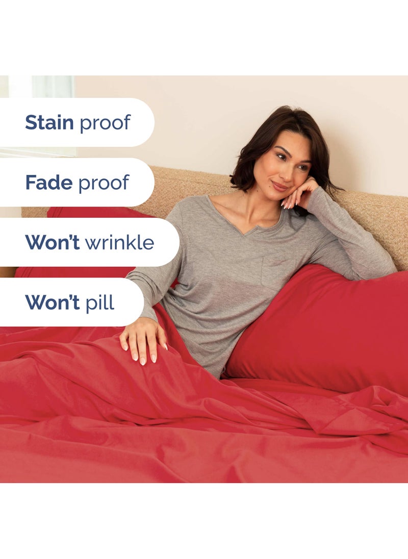 Extra Deep Split King Sheet Set - 7 Piece Breathable & Cooling Sheets - Hotel Luxury Bed Sheets Set - Easy & Secure Fit - Soft  Wrinkle Free & Comfy Sheets Set - Red Sheet Set with Extra Deep Pockets