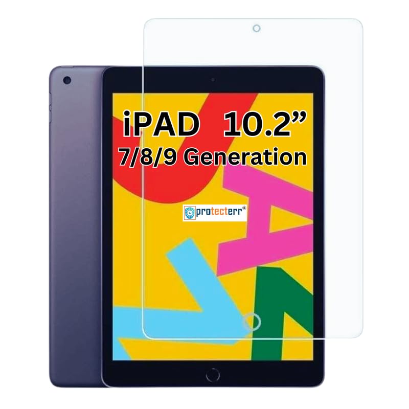 PROTECTERR عبوة واحدة | واقي شاشة لجهاز آبل آيباد (الجيل 9/8/7) بحجم 10.2 بوصة - رقيق للغاية، واضح بدقة عالية، صلابة 9H، مقاوم للخدوش، خالي من الفقاعات، تركيب سهل من الحافة إلى الحافة (ليس زجاج مقسى) - Image 1