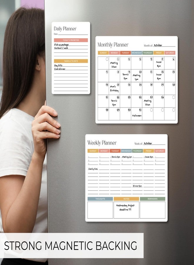 ZICOTO Beautiful Magnetic Dry Erase Calendar Set of 3 - Easy-to-Erase Whiteboard with Marker & Premium Magnet for Your Fridge - The Perfect Weekly and Monthly White Board Organizer for Everyday Planning - Image 5