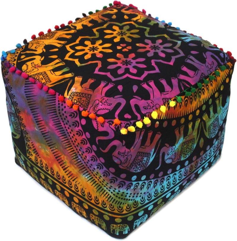 CRAFT KALA غطاء وسادة طاولة مربعة ذات تصميم ماندالا من ، بحجم 16×16×14 بوصة، بألوان متعددة. - Image 1
