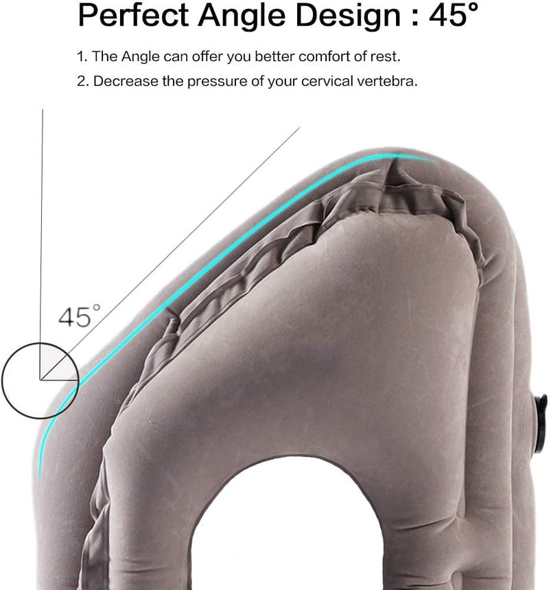 Kimiandy Inflatable Travel Pillow for Airplane - Neck Support Pillow for Comfort and Pain Relief (Grey) - Image 3