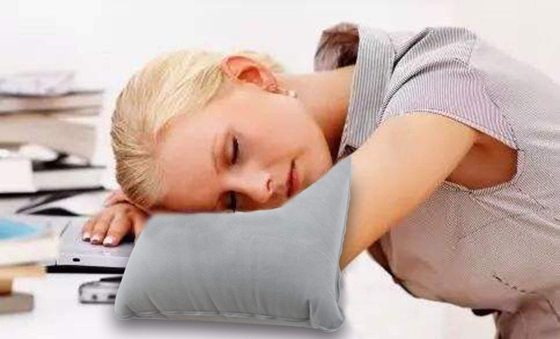 LiXiongBao 3 Pack Ultralight Inflatable Pillow Small Squared Flocked Fabric Air Pillow for Beach Hiking,Camping,Traveling,Napping,Desk Rest,Neck &Lumbar Support(Grey) - Image 3